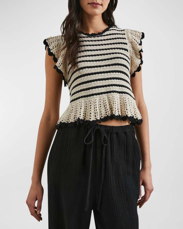 Coen Striped Crochet-Knit Blous