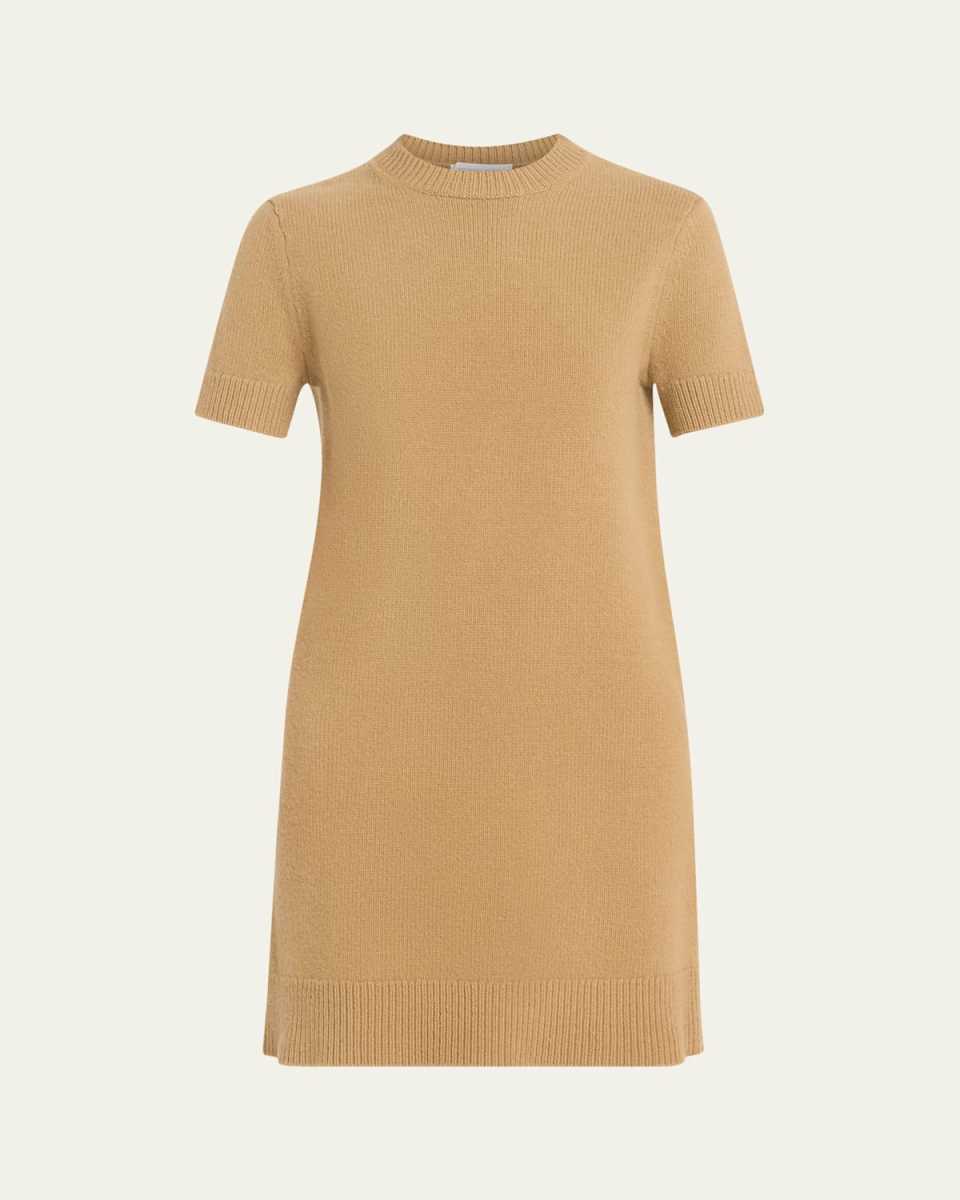 Short Crewneck Wool Shirtdress