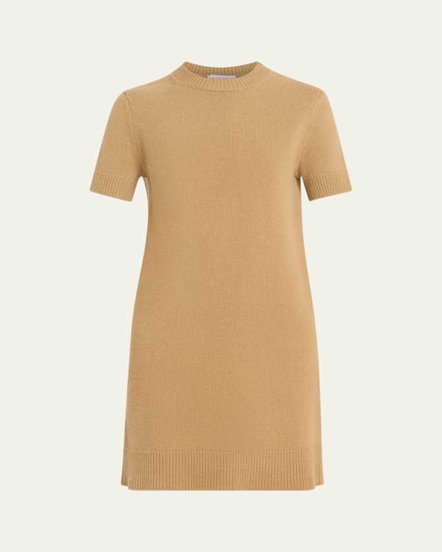 Short Crewneck Wool Shirtdress