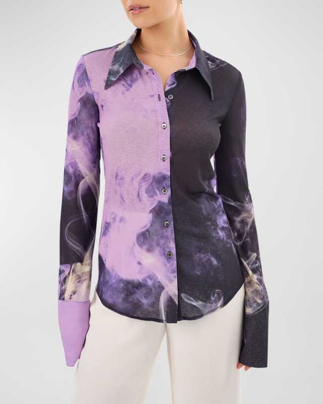 Alzina Long-Sleeve Jersey Button-Front Shirt