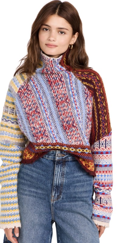 rag & bone Hollis Fair Isle Turtleneck Blue Multi