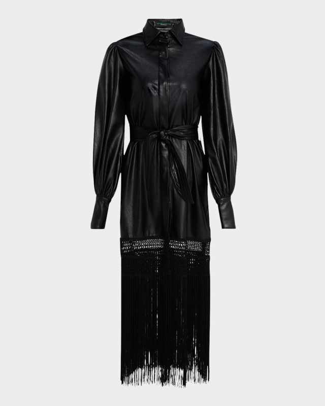 La Victoria Long-Sleeve Fringe Dress