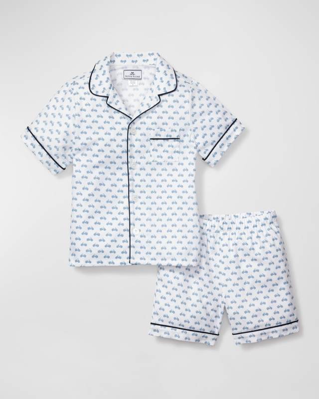 Kid's Bicyclette-Print Classic Shorts Set, Size 2-1