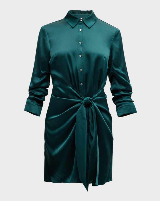Jacey Tie-Waist Silk Mini Dress