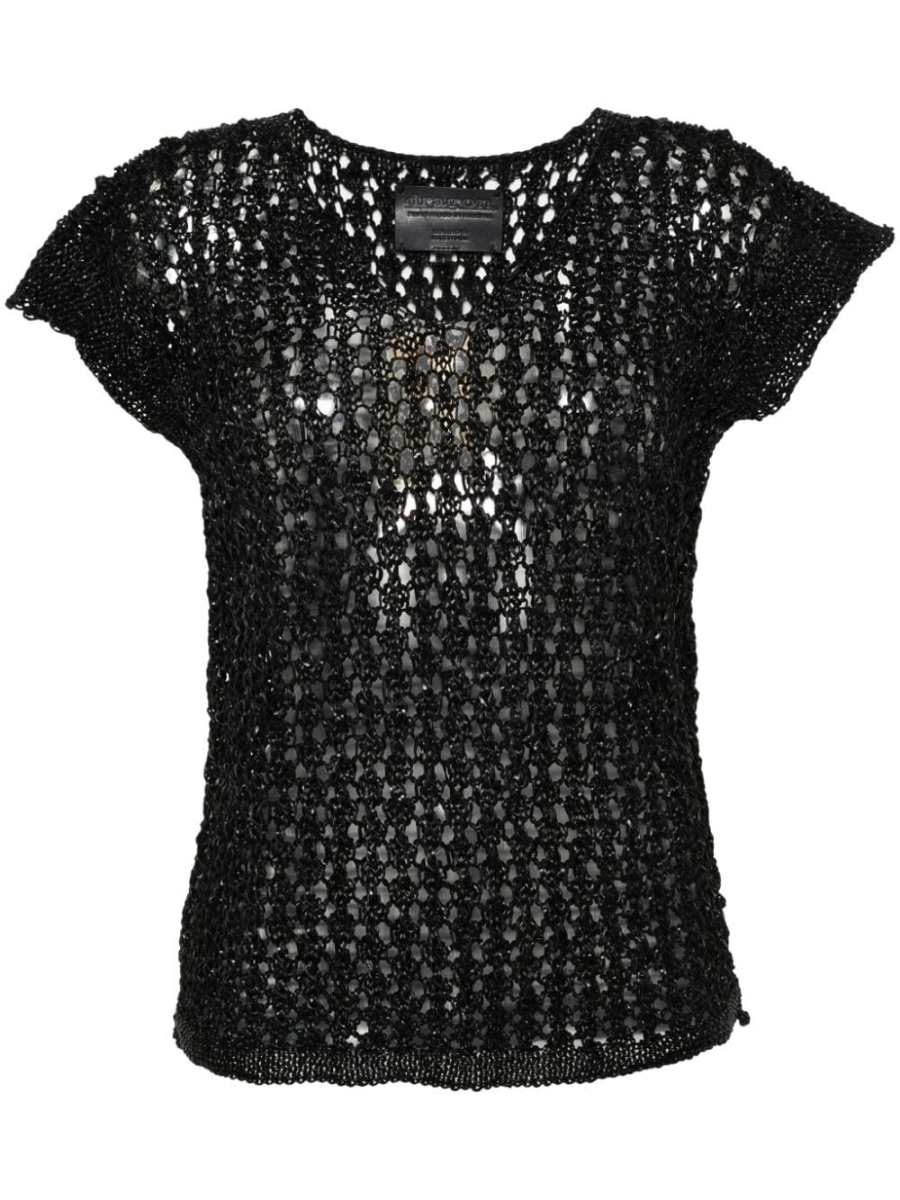 knitted leather top