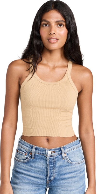 RE/DONE Cropped Ribbed Tank Sand