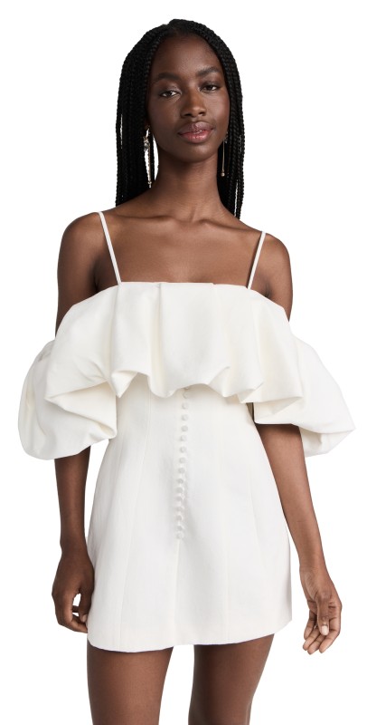 SIMKHAI Puff Detail Mini Dress Natural White