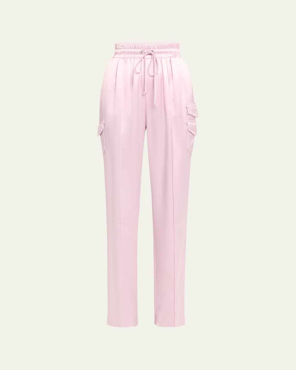Sarie Satin Drawstring Straight-Leg Pants