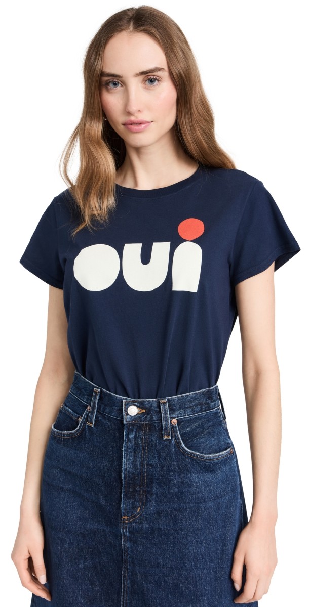 Clare V. Classic Tee Navy w/ Cream