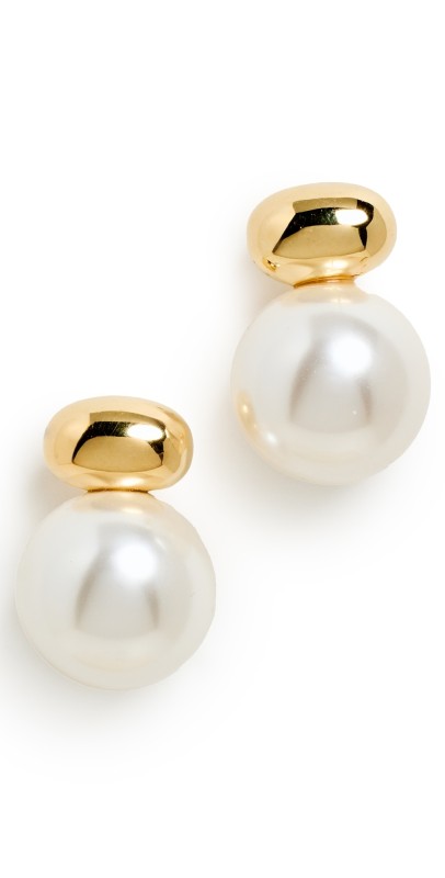 SHASHI Gold Pearl Stud Drop Earrings Pearl