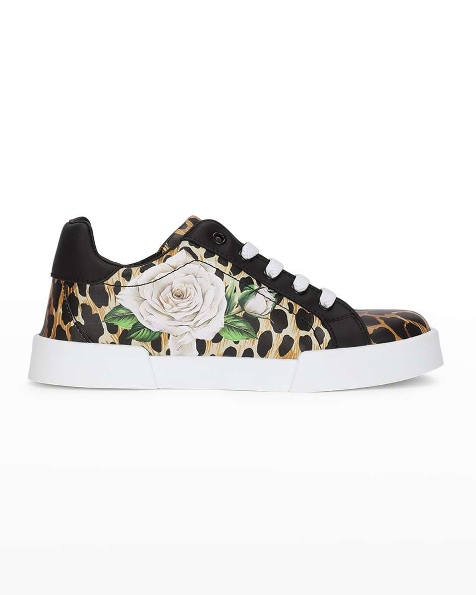 Girl's Portofino Ocelot And Rose-Print Sneakers, Toddlers/Kids