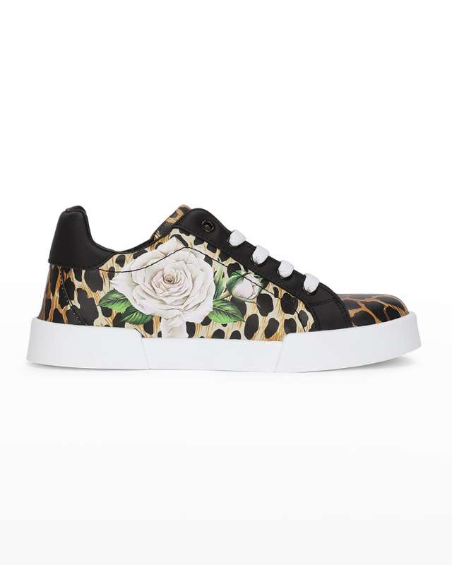 Girl's Portofino Ocelot And Rose-Print Sneakers, Toddlers/Kids