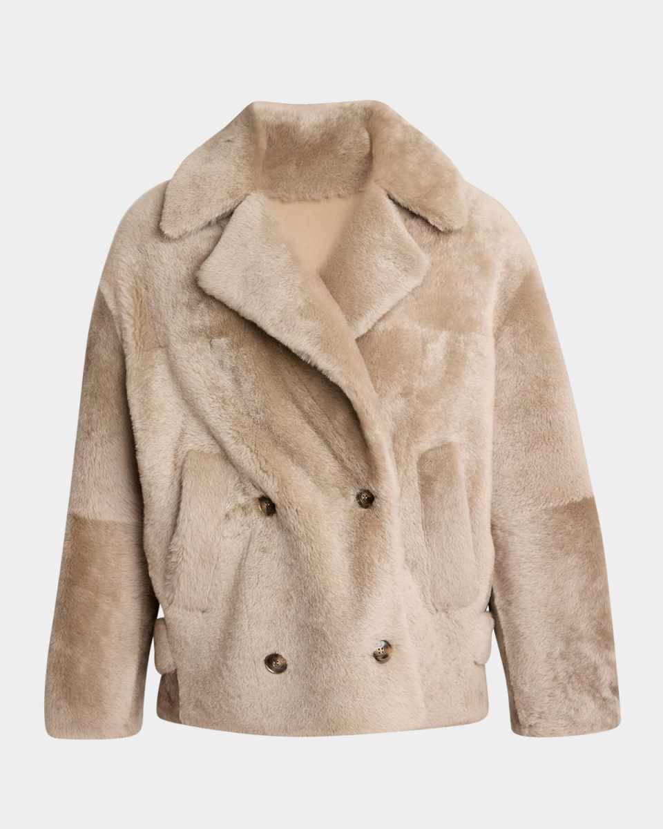 Double-Breasted Shearling Jacket