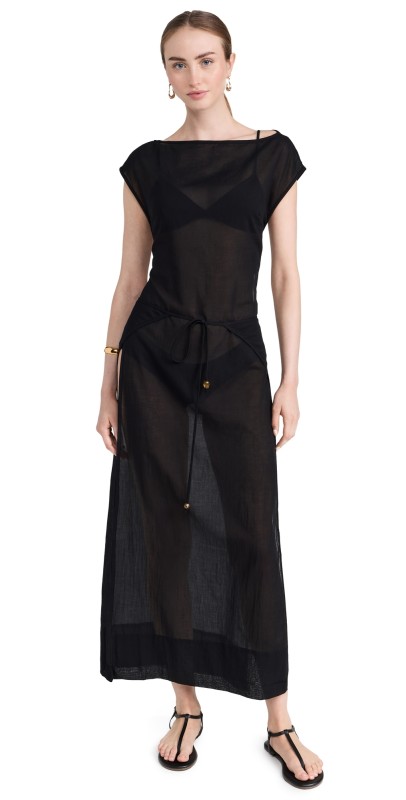 SIR. Blair Beaded Overlap Dress Black