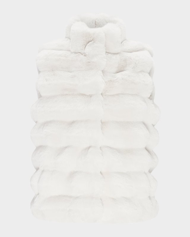 Horizontal Chinchilla-Like Faux Fur Vest