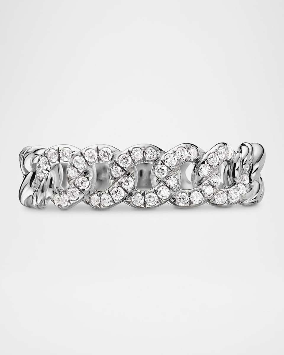 Belmont Curb Link Band Ring with Diamonds in Silver, 5mm