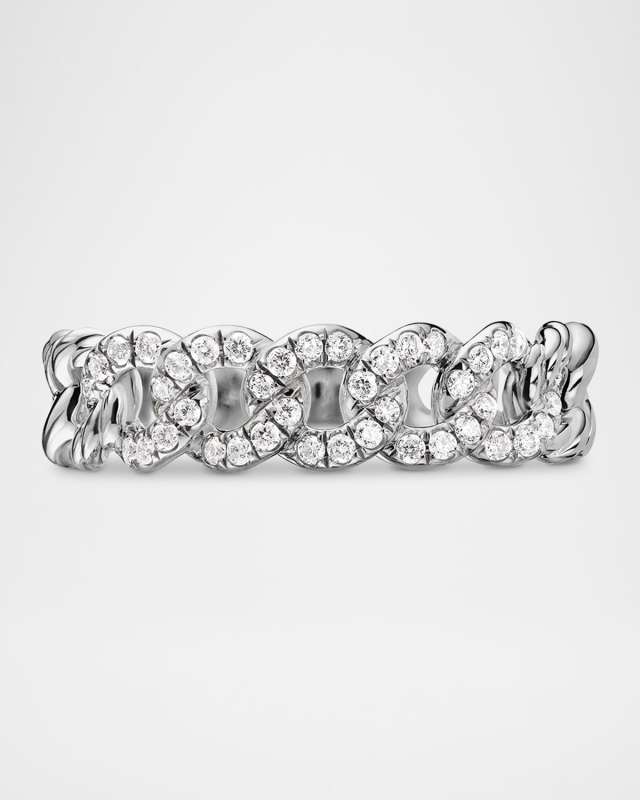Belmont Curb Link Band Ring with Diamonds in Silver, 5mm