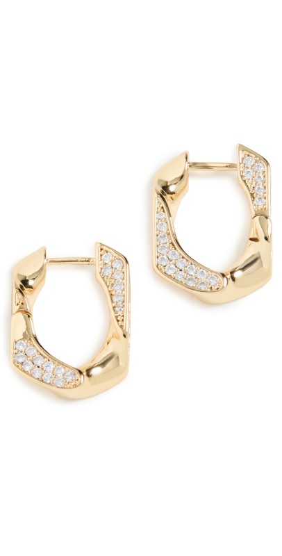 Luv Aj Pave Cuban Link Hoops Gold