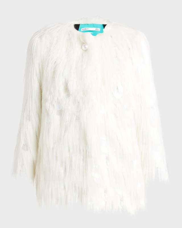 Ross Gold Embellished Faux Fur Jacket
