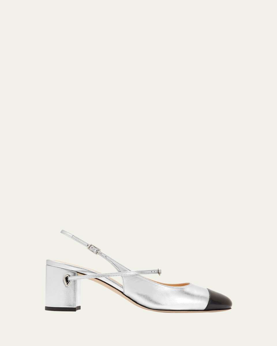 Mattia Bicolor Leather Slingback Pumps