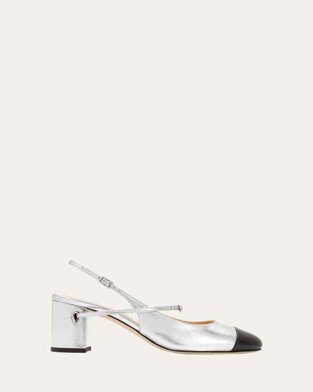 Mattia Bicolor Leather Slingback Pumps
