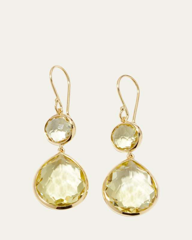 Rock Candy Snowman Teardrop Earrings in 18K Gold