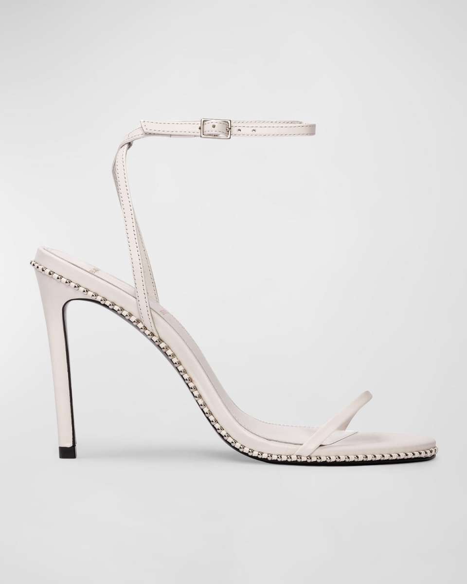 Leather Stud Ankle-Strap Sandals