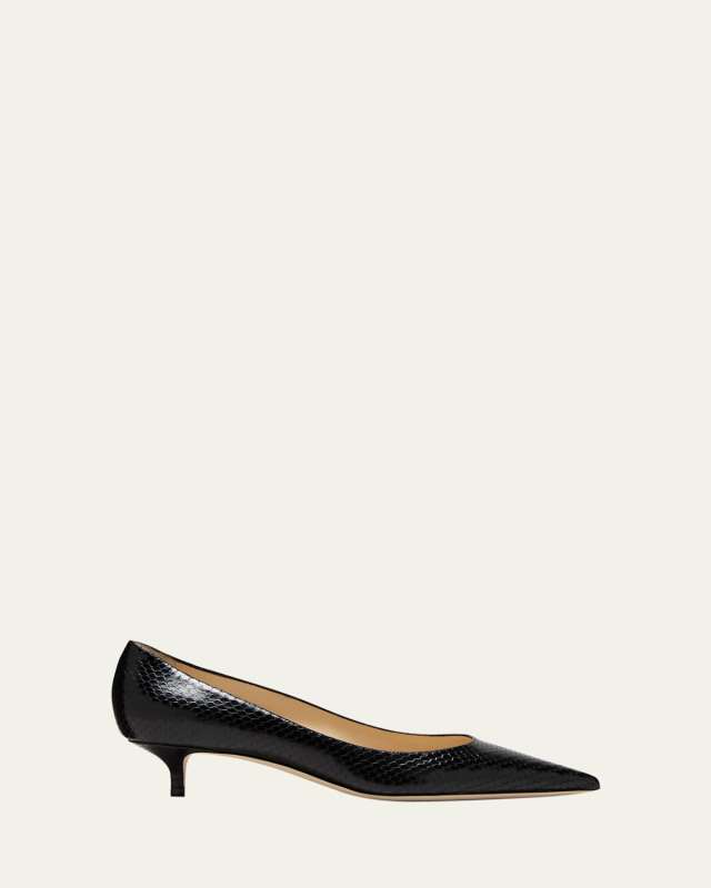 Amelia Snake Printed Kitten-Heel Pumps