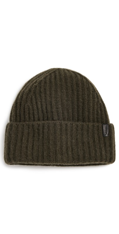 Vince Boiled Cashmere Chunky Cardigan Beanie Oliv