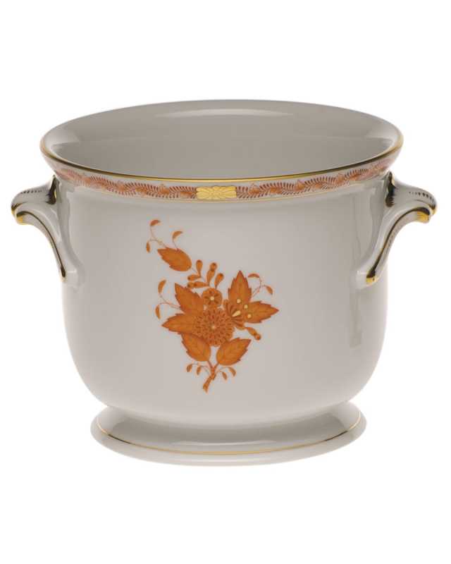 Chinese Bouquet Rust Small Cache Pot