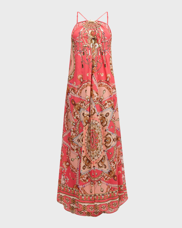 Shell Games Gather Neck Hardware Maxi Dress