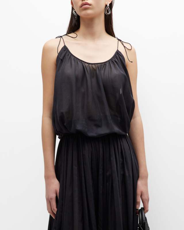 Shoulder-Tie Bubble-Hem Tank Top