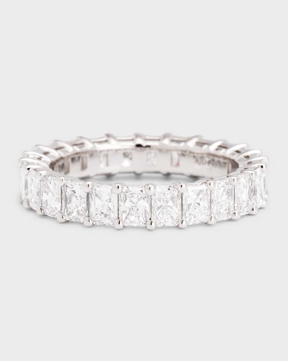 Platinum Radiant Diamond Eternity Band, Size 6.75, 4.08tcw