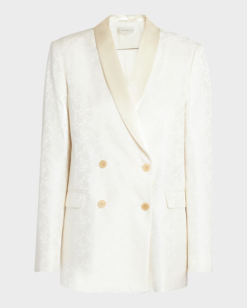 Jerome Floral Jacquard Double-Breasted Satin-Lapel Jacket