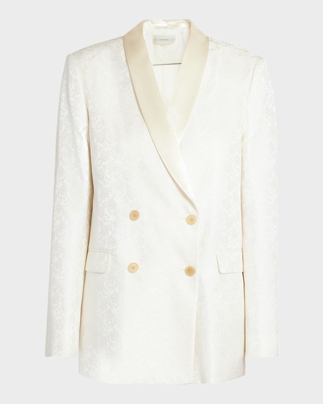 Jerome Floral Jacquard Double-Breasted Satin-Lapel Jacket