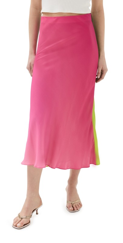 Marques Almeida Slip Skirt Ombre Pink/Green