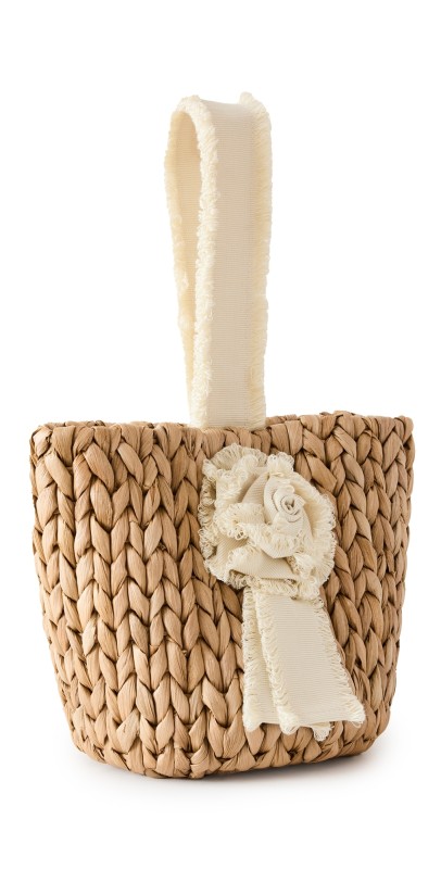 PAMELA MUNSON Petite Isla Bahia Basket Fleur Bag Ivory