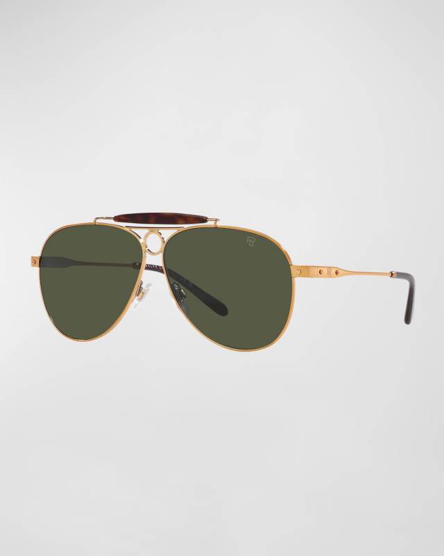 RL Logo Metal Aviator Sunglasses