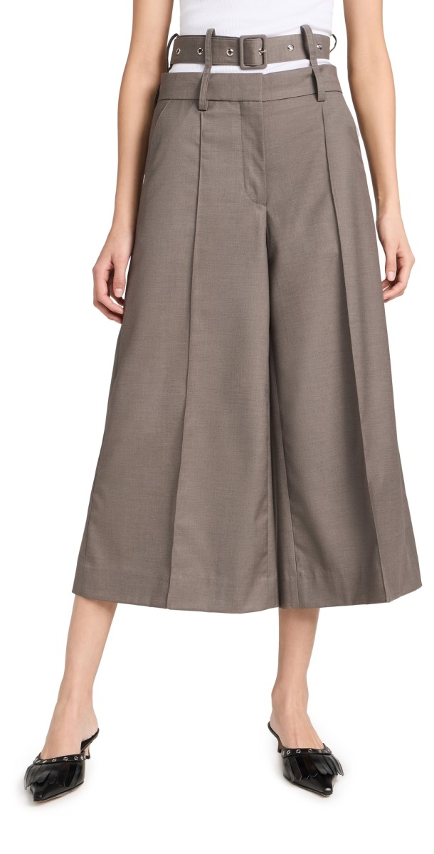 ROKH Belt Detailed Culotte Trousers Taupe