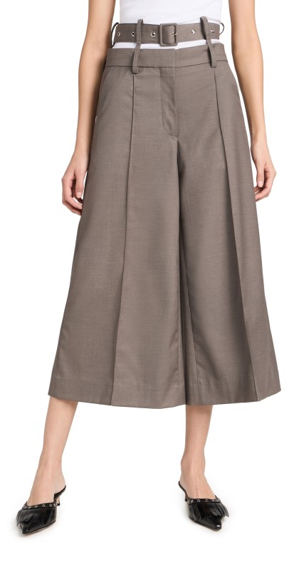 ROKH Belt Detailed Culotte Trousers Taupe