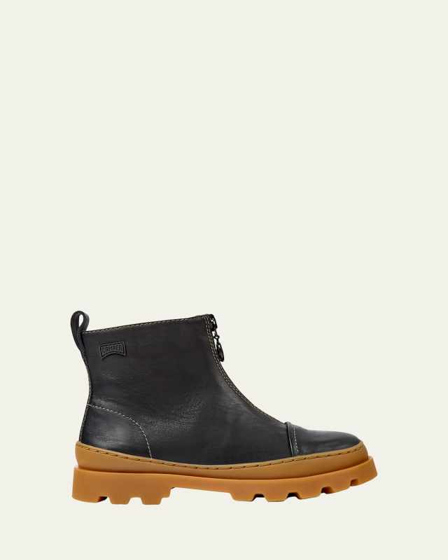 Kid's Zip Leather Ankle Boots, Toddler/Kids