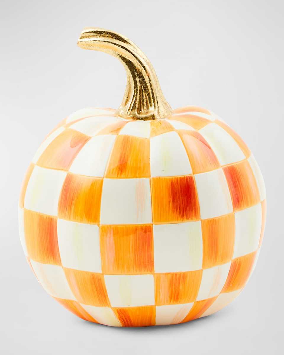 Orange Check Mini Pumpkin, 8.5"