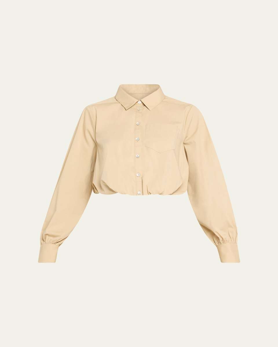 Reema Button-Front Poplin Crop Top