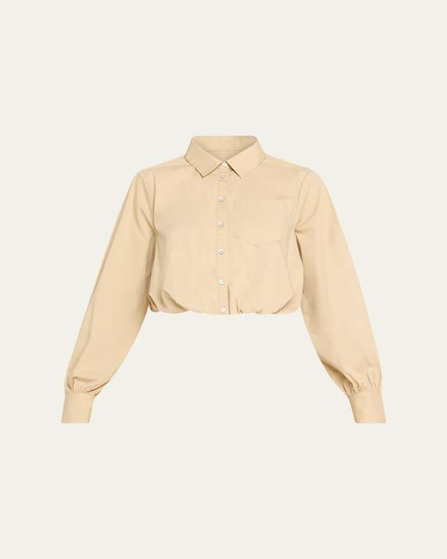 Reema Button-Front Poplin Crop Top