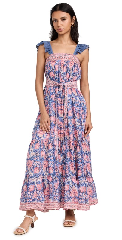 Bell Sasha Maxi Dress with Belt Indigo Pink Floral