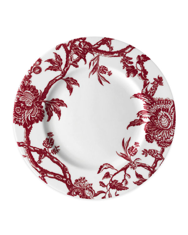 Arcadia Crimson Rimmed Dinner Plates, Set of 4