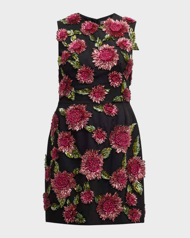 Crystal Flower Sleeveless Mini Dress