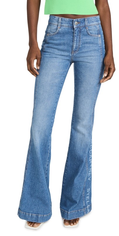 Stella McCartney Salt & Pepper Logo 70's Flare Jeans Medium Blue