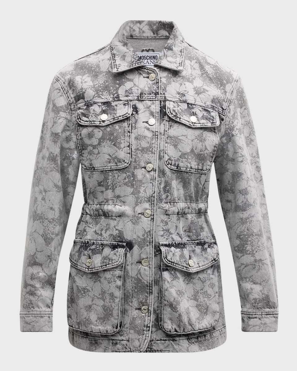 Floral Denim Cargo Jacket