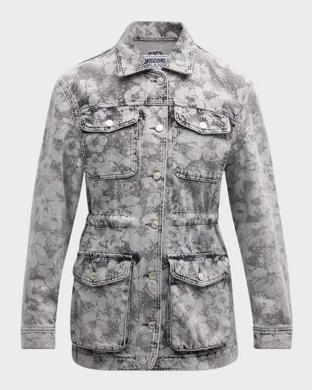Floral Denim Cargo Jacket